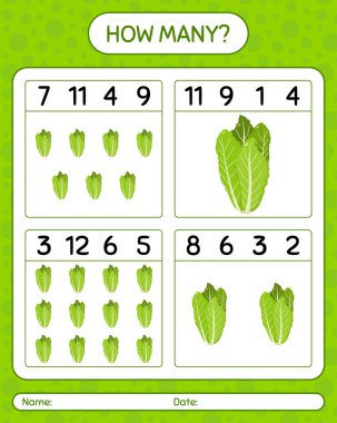 Kaç tane marullu sayma oyunu. Anaokulu çocukları için çalışma listesi, aktivite listesi, yazdırılabilir çalışma tablosu