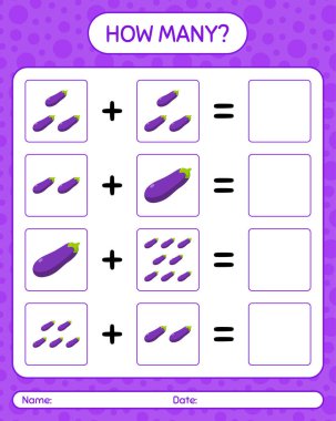 Patlıcanla kaç tane sayma oyunu. Anaokulu çocukları için çalışma listesi, aktivite listesi, yazdırılabilir çalışma tablosu