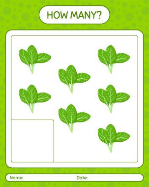 Ispanakla kaç tane sayma oyunu var? Anaokulu çocukları için çalışma listesi, aktivite listesi, yazdırılabilir çalışma tablosu