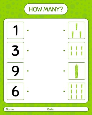 Kuşkonmazla kaç tane sayma oyunu. Anaokulu çocukları için çalışma listesi, aktivite listesi, yazdırılabilir çalışma tablosu