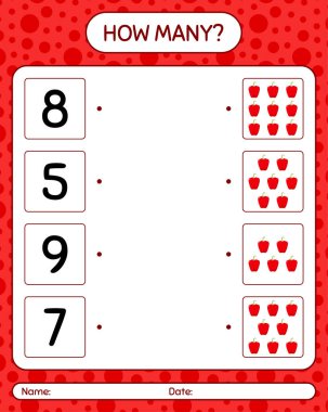 Dolmalık biberle kaç tane sayma oyunu. Anaokulu çocukları için çalışma listesi, aktivite listesi, yazdırılabilir çalışma tablosu