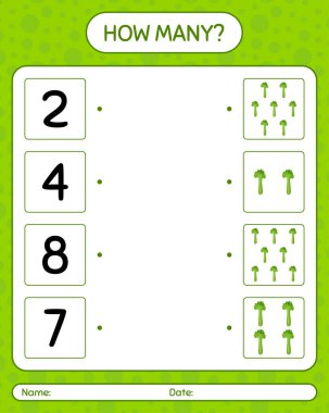 Kerevizli kaç tane sayma oyunu. Anaokulu çocukları için çalışma listesi, aktivite listesi, yazdırılabilir çalışma tablosu