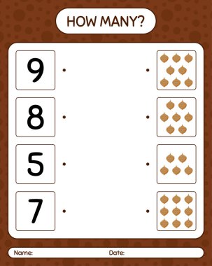 Jicama 'yla kaç tane sayma oyunu var? Anaokulu çocukları için çalışma listesi, aktivite listesi, yazdırılabilir çalışma tablosu