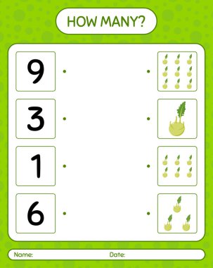 Kohlrabi ile kaç tane sayma oyunu var? Anaokulu çocukları için çalışma listesi, aktivite listesi, yazdırılabilir çalışma tablosu