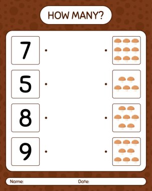 Mantarlı kaç tane sayma oyunu var? Anaokulu çocukları için çalışma listesi, aktivite listesi, yazdırılabilir çalışma tablosu