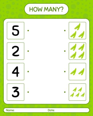 Bezelyelerle kaç tane sayma oyunu. Anaokulu çocukları için çalışma listesi, aktivite listesi, yazdırılabilir çalışma tablosu