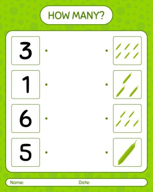 Petai ile kaç tane sayma oyunu. Anaokulu çocukları için çalışma listesi, aktivite listesi, yazdırılabilir çalışma tablosu