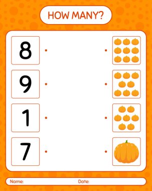 Balkabağıyla kaç tane sayma oyunu var? Anaokulu çocukları için çalışma listesi, aktivite listesi, yazdırılabilir çalışma tablosu