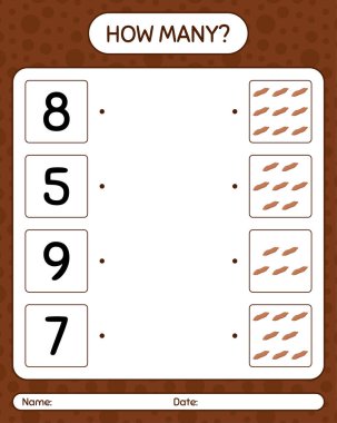 Tatlı patatesle kaç tane sayma oyunu. Anaokulu çocukları için çalışma listesi, aktivite listesi, yazdırılabilir çalışma tablosu