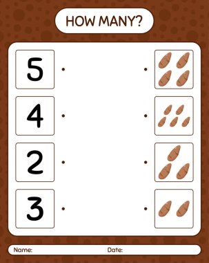 Yer elması köklü kaç tane sayma oyunu var? Anaokulu çocukları için çalışma listesi, aktivite listesi, yazdırılabilir çalışma tablosu