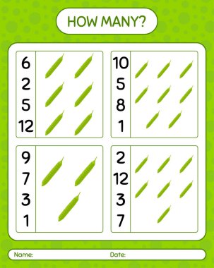 Petai ile kaç tane sayma oyunu. Anaokulu çocukları için çalışma listesi, aktivite listesi, yazdırılabilir çalışma tablosu