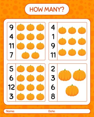 Balkabağıyla kaç tane sayma oyunu var? Anaokulu çocukları için çalışma listesi, aktivite listesi, yazdırılabilir çalışma tablosu