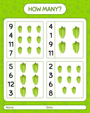 Kaç tane marullu sayma oyunu. Anaokulu çocukları için çalışma listesi, aktivite listesi, yazdırılabilir çalışma tablosu