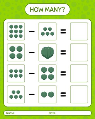 Palamut kabağıyla kaç tane sayma oyunu. Anaokulu çocukları için çalışma listesi, aktivite listesi, yazdırılabilir çalışma tablosu