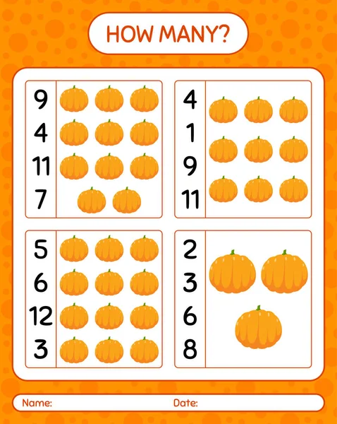 Balkabağıyla kaç tane sayma oyunu var? Anaokulu çocukları için çalışma listesi, aktivite listesi, yazdırılabilir çalışma tablosu