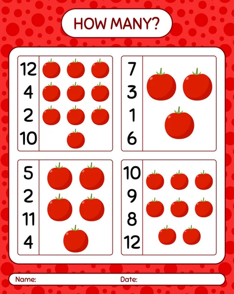 Domatesle kaç tane sayma oyunu var? Anaokulu çocukları için çalışma listesi, aktivite listesi, yazdırılabilir çalışma tablosu