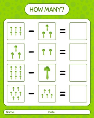 Kerevizli kaç tane sayma oyunu. Anaokulu çocukları için çalışma listesi, aktivite listesi, yazdırılabilir çalışma tablosu