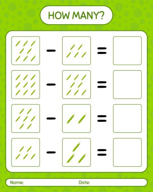 Petai ile kaç tane sayma oyunu. Anaokulu çocukları için çalışma listesi, aktivite listesi, yazdırılabilir çalışma tablosu