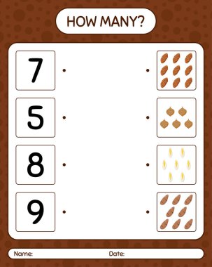 Sebzelerle kaç tane sayma oyunu var? Anaokulu çocukları için çalışma listesi, aktivite listesi, yazdırılabilir çalışma tablosu