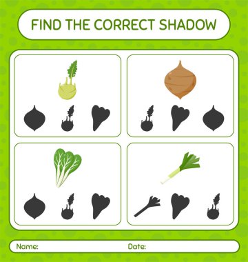 Sebzeli doğru gölge oyununu bul. Anaokulu öğrencilerinin çalışma listesi, çocukların faaliyet listesi.