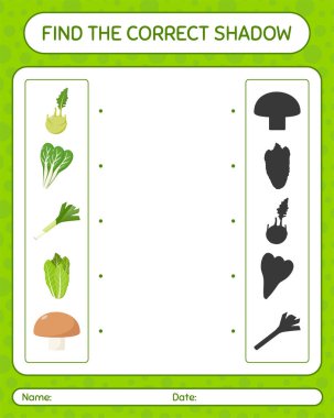 Sebzeli doğru gölge oyununu bul. Anaokulu öğrencilerinin çalışma listesi, çocukların faaliyet listesi.