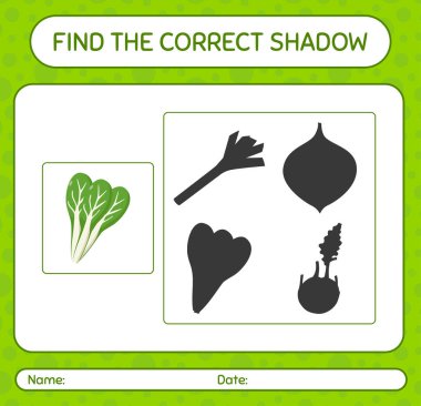 Komatsuna ile doğru gölgeler oyununu bul. Anaokulu öğrencilerinin çalışma listesi, çocukların faaliyet listesi.