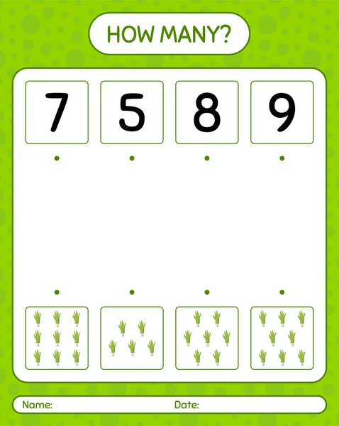 How Many Counting Game Zombie Hand Worksheet Preschool Kids Kids — Stock Vector