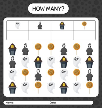 Cadılar Bayramı ikonu ile kaç tane sayma oyunu. Anaokulu öğrencilerinin çalışma listesi, çocukların faaliyet listesi.
