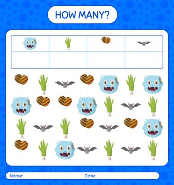 Cadılar Bayramı ikonu ile kaç tane sayma oyunu. Anaokulu öğrencilerinin çalışma listesi, çocukların faaliyet listesi.