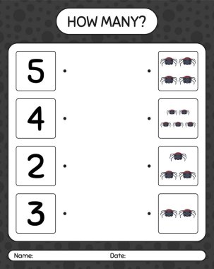 Örümcek ile kaç tane sayma oyunu. Anaokulu öğrencilerinin çalışma listesi, çocukların faaliyet listesi.