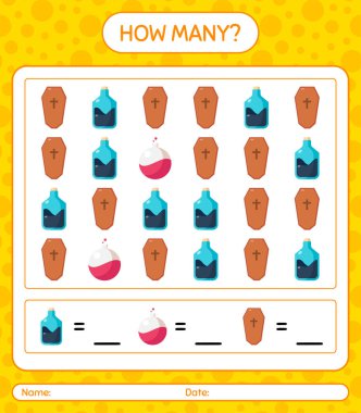 Cadılar Bayramı ikonu ile kaç tane sayma oyunu. Anaokulu öğrencilerinin çalışma listesi, çocukların faaliyet listesi.