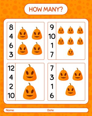 Jack O 'Lantern' la kaç tane sayma oyunu var? Anaokulu öğrencilerinin çalışma listesi, çocukların faaliyet listesi.