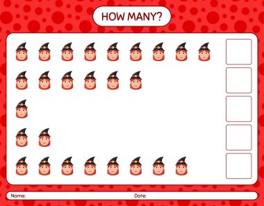 Cadılarla ne kadar çok sayma oyunu var. Anaokulu öğrencilerinin çalışma listesi, çocukların faaliyet listesi.