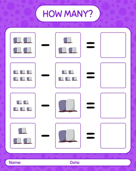 Скільки Рахує Гра Надгробком Робочий Аркуш Дошкільнят Дитячий Аркуш Активності — стоковий вектор
