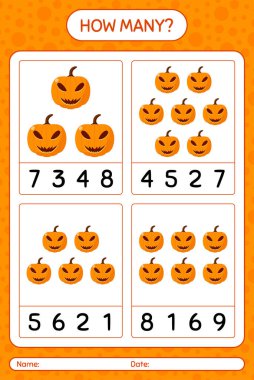 Jack O 'Lantern' la kaç tane sayma oyunu var? Anaokulu öğrencilerinin çalışma listesi, çocukların faaliyet listesi.