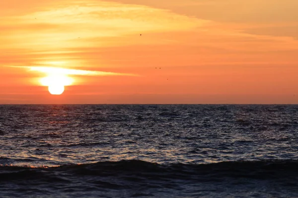 Salida Del Sol Sobre Mar Del Norte Desde Costa Yorkshire —  Fotos de Stock