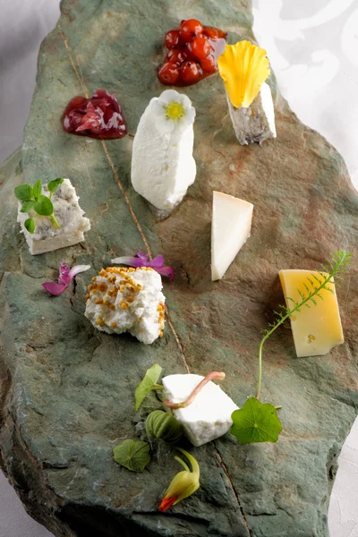 Fine dining cheese plate — Stock Photo, Image