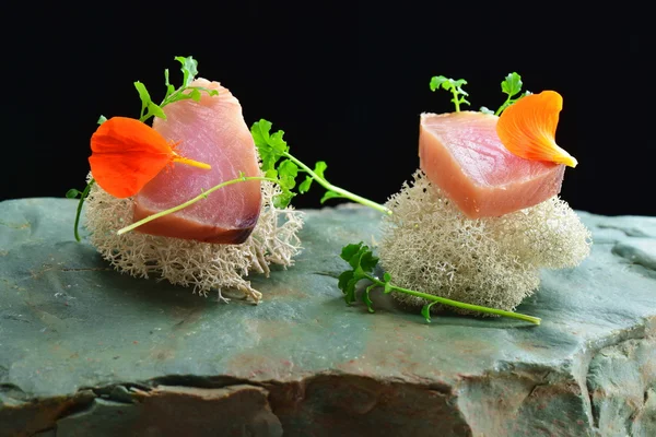 Fine dining, fresh raw ahi tuna sashimi — Stock Photo, Image