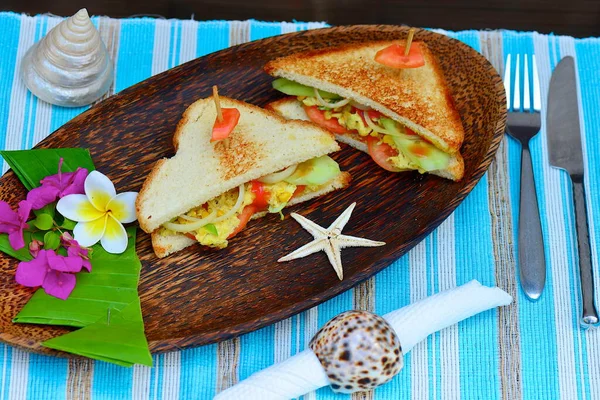 Tropical Club Sandwich Einem Luxus Resort — Stockfoto