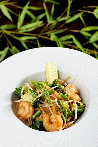 Shrimps Pad Thai Platos Nacionales Tailandia — Foto de Stock