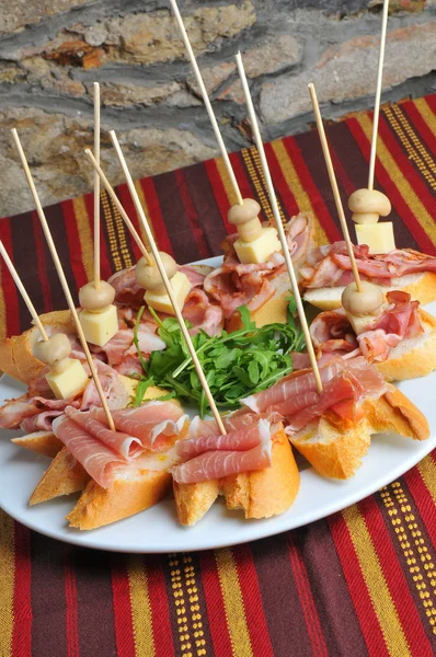 Cold snacks on buffet table — Stock Photo, Image