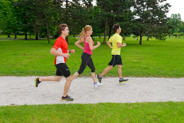 Grupp av idrottare jogging — Stockfoto