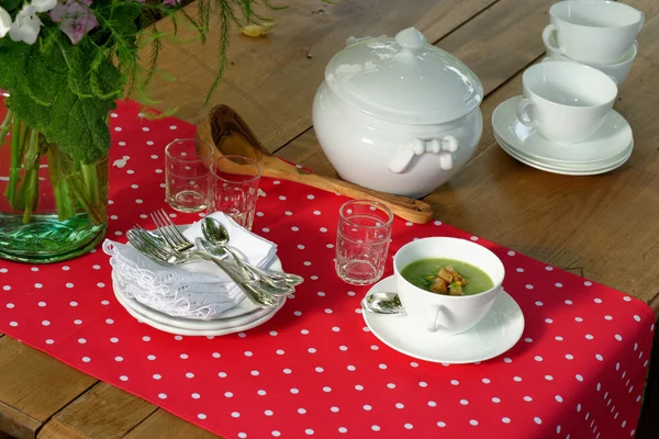 Served table with dishes outdoors — Stock Photo, Image