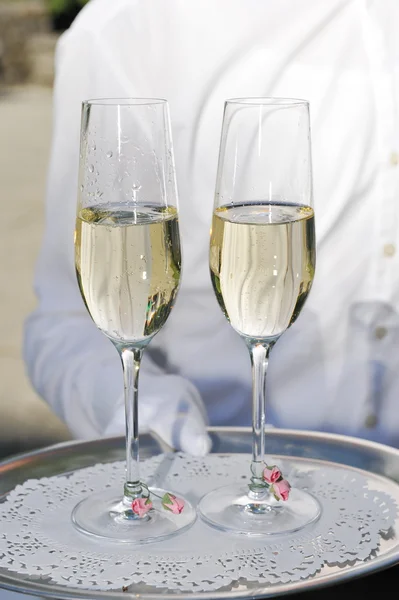 Lunettes avec champagne — Photo