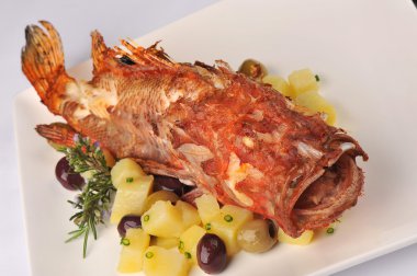 Roasted scorpion fish