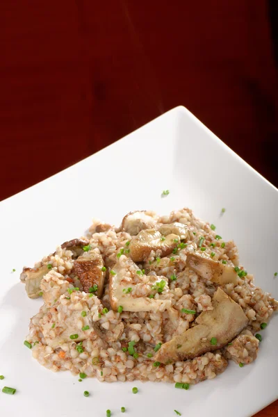 Buckwheat porridge with mushrooms — Stock Photo, Image