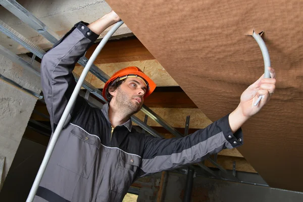 Certified electrician worker — Stock Photo, Image