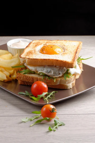 Świeży trzy piętrowy premium club sandwich — Zdjęcie stockowe