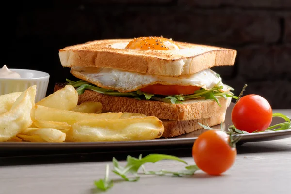 Fresh triple decker premium club sandwich — Stock Photo, Image