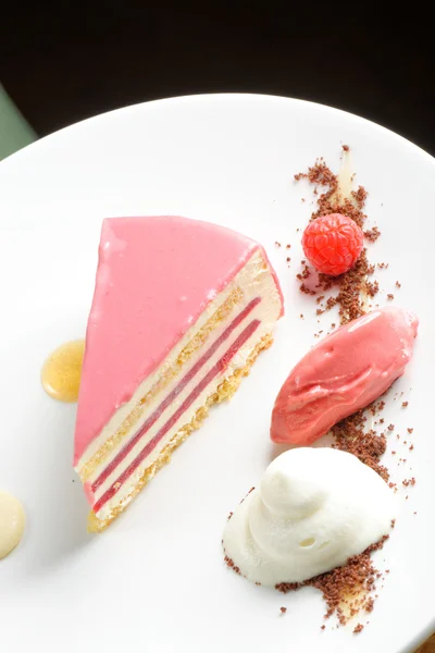 Raspberry crème taart — Stockfoto